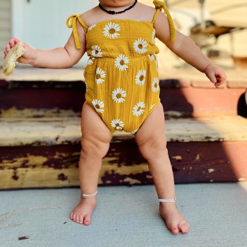 Floral Muslin Romper 12m 12 Month Flower One Piece Outfit Baby Girl
